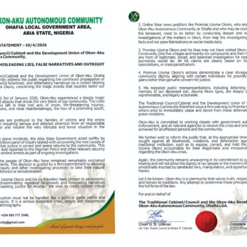 Okon-Aku Threatens Legal Action Against Those Peddling Lies, Creating Confusion Over Community Crisis