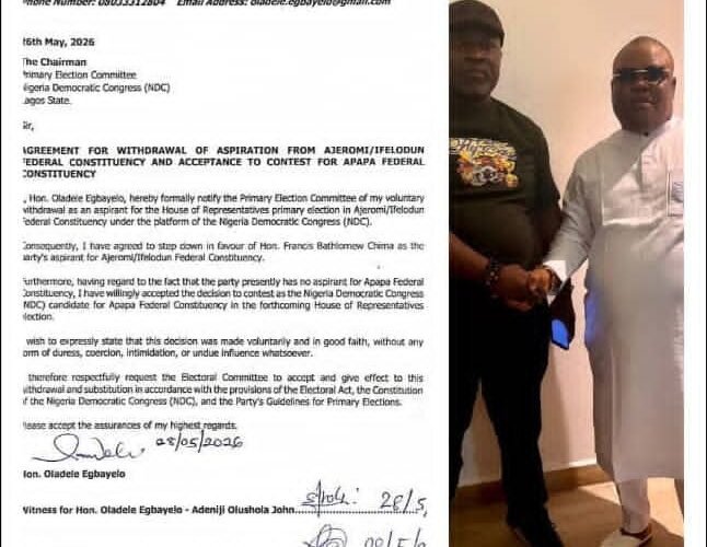 Breaking: Hon. Oladele Egbayelo Steps Down For OmoBarca Ahead Of Ajeromi/Ifelodun NDC Reps Primary election